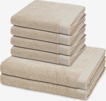 ROSS Towel 'Doubleface Stripes' in Beige: front