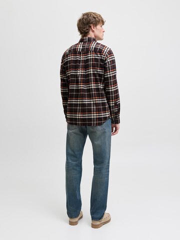 JACK & JONES Comfort fit Button Up Shirt 'JJJames' in Brown