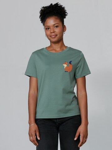 Maglietta 'Cute Fox' di Watapparel in verde: frontale