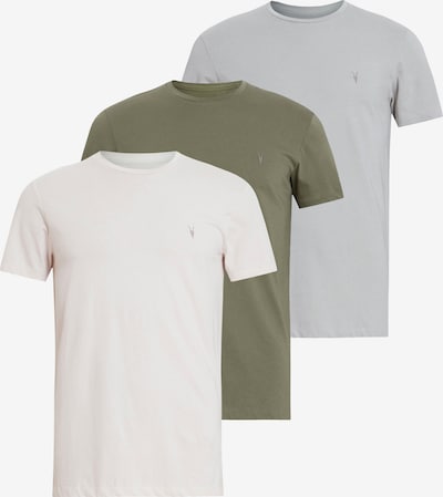 Marškinėliai 'Tonic' iš AllSaints, spalva – nebalintos drobės spalva / pilka / alyvuogių spalva, Prekių apžvalga