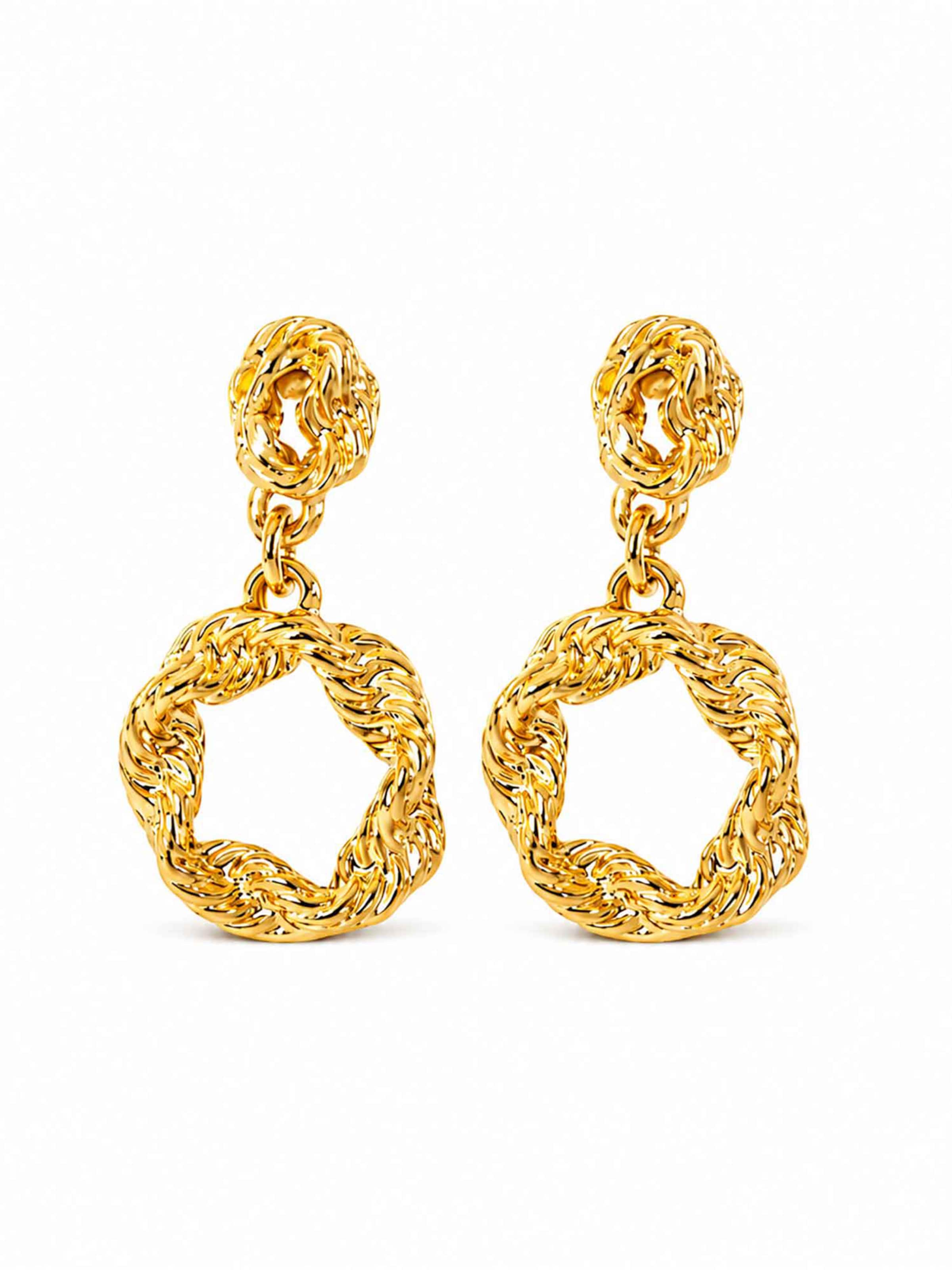 RteRme - Pendientes 'Twisted Gold Hoop Drop Earrings' en oro: frente