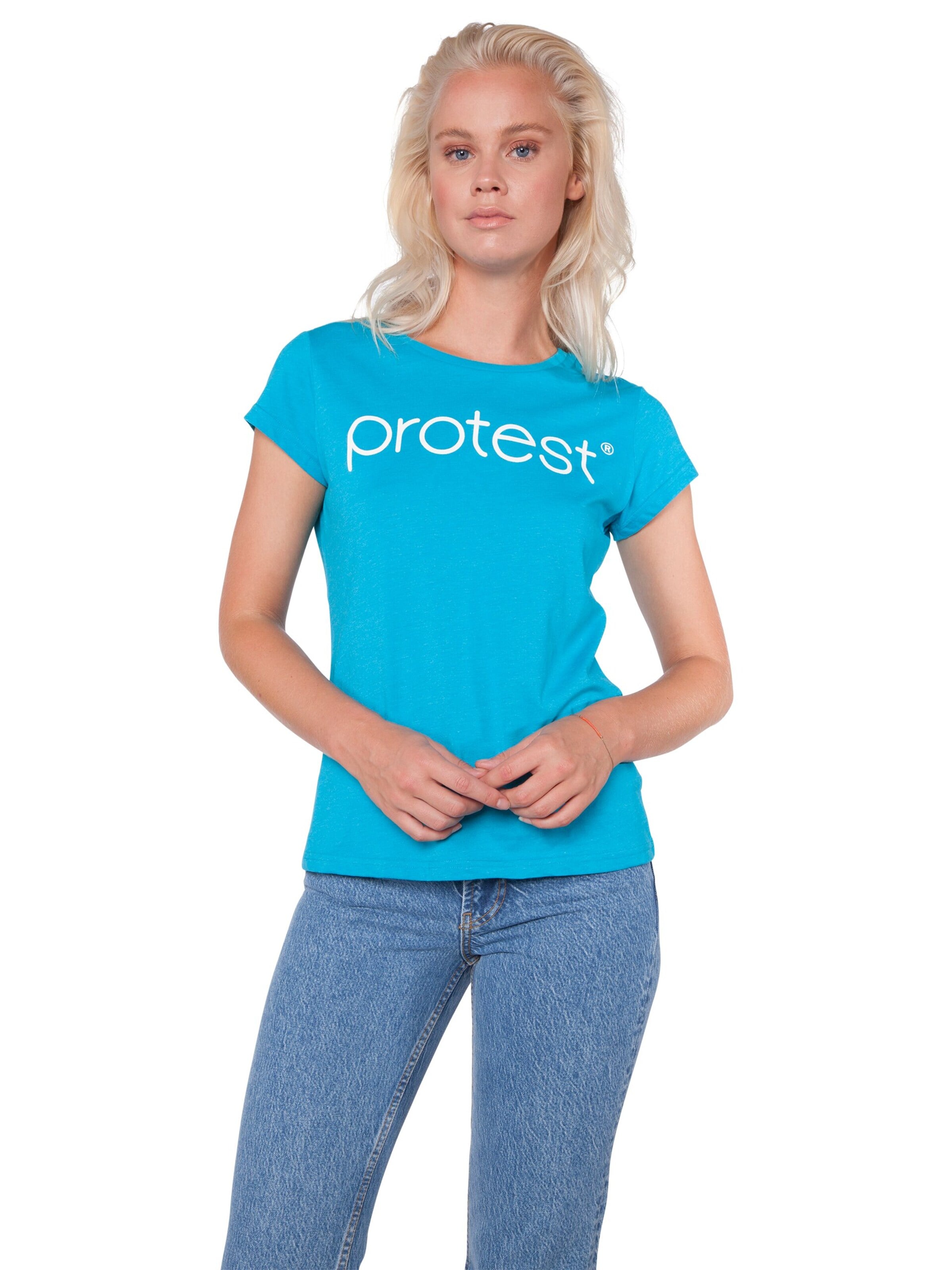 PROTEST Shirt 'CLASSIC LOGO T-SHIRT' in Blauw: voorkant