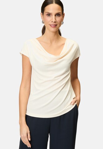 zero Jerseyshirt mit Wasserfallausschnitt in Beige: Vorderseite