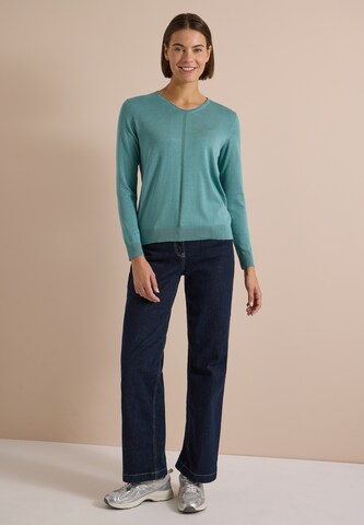 CECIL Basic Pullover mit V-Neck in Unifarbe in Blau
