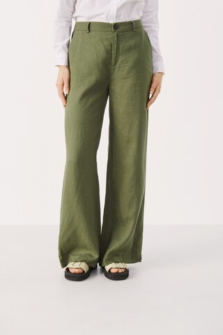 Part Two Wide leg Broek 'Ninnes' in Groen: voorkant