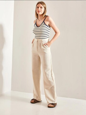 Bianco Lucci Wide Leg Hose in Beige