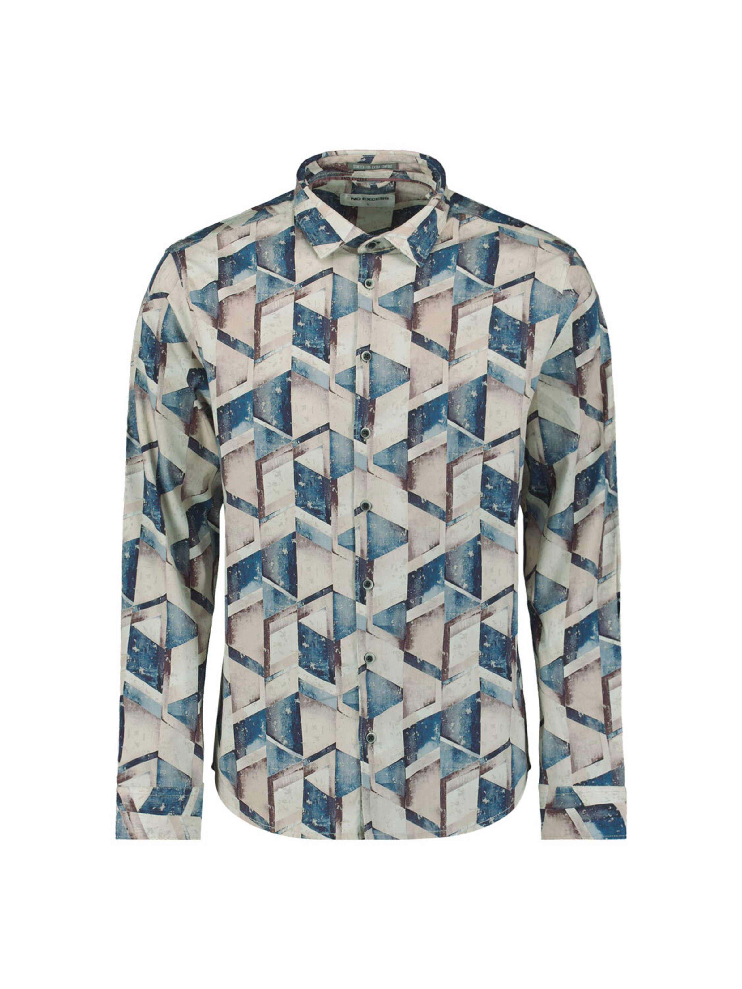 No Excess Regular fit Overhemd in Blauw: voorkant