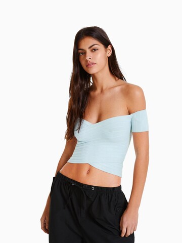 Bershka Top | modra barva: sprednja stran