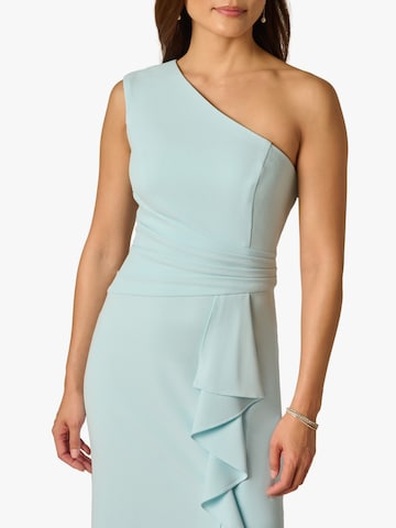 Adrianna Papell Avondjurk 'Petite Side Ruffle Crepe Column Gown' in Blauw