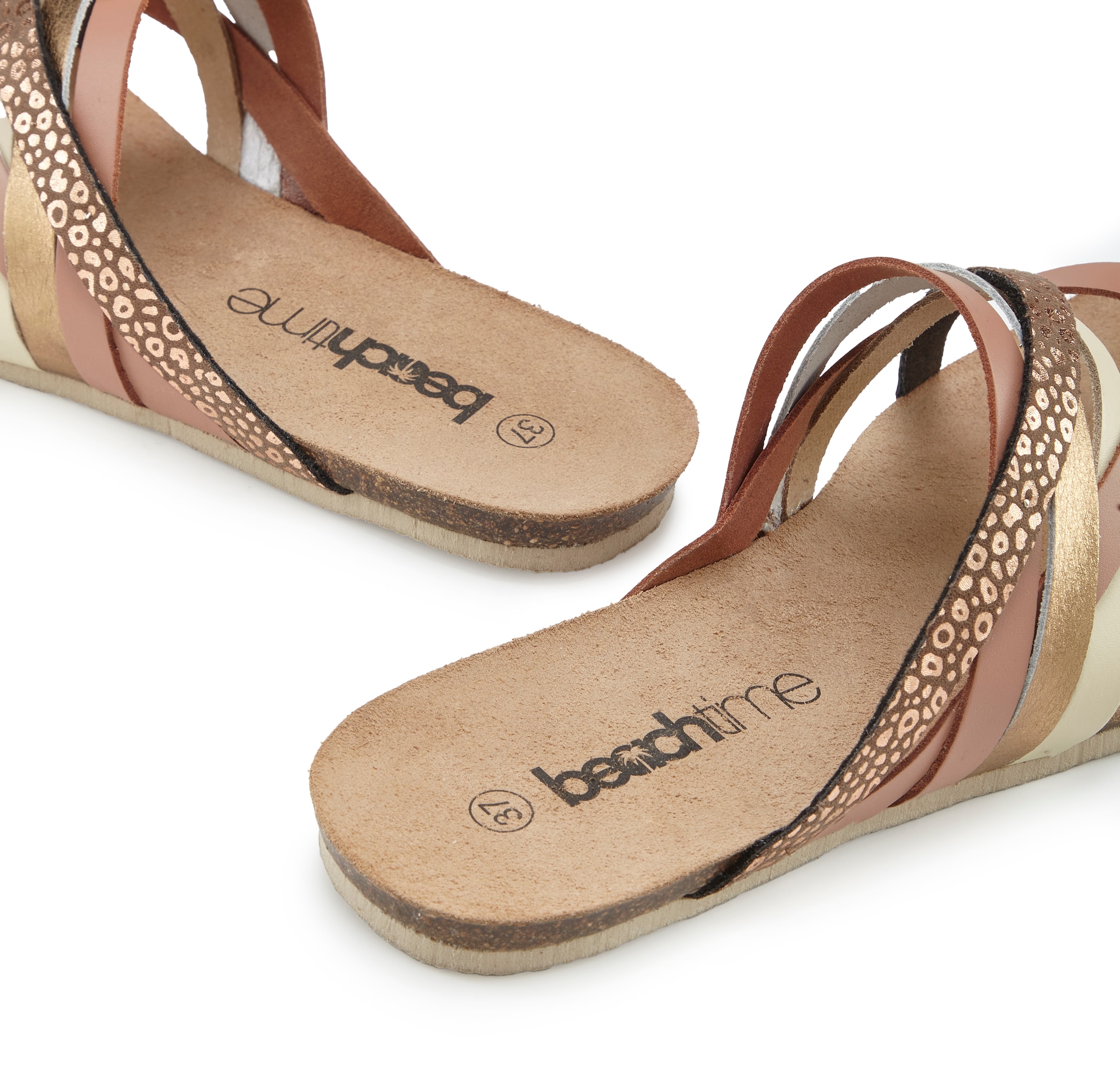BEACH TIME T-Bar Sandals in Beige