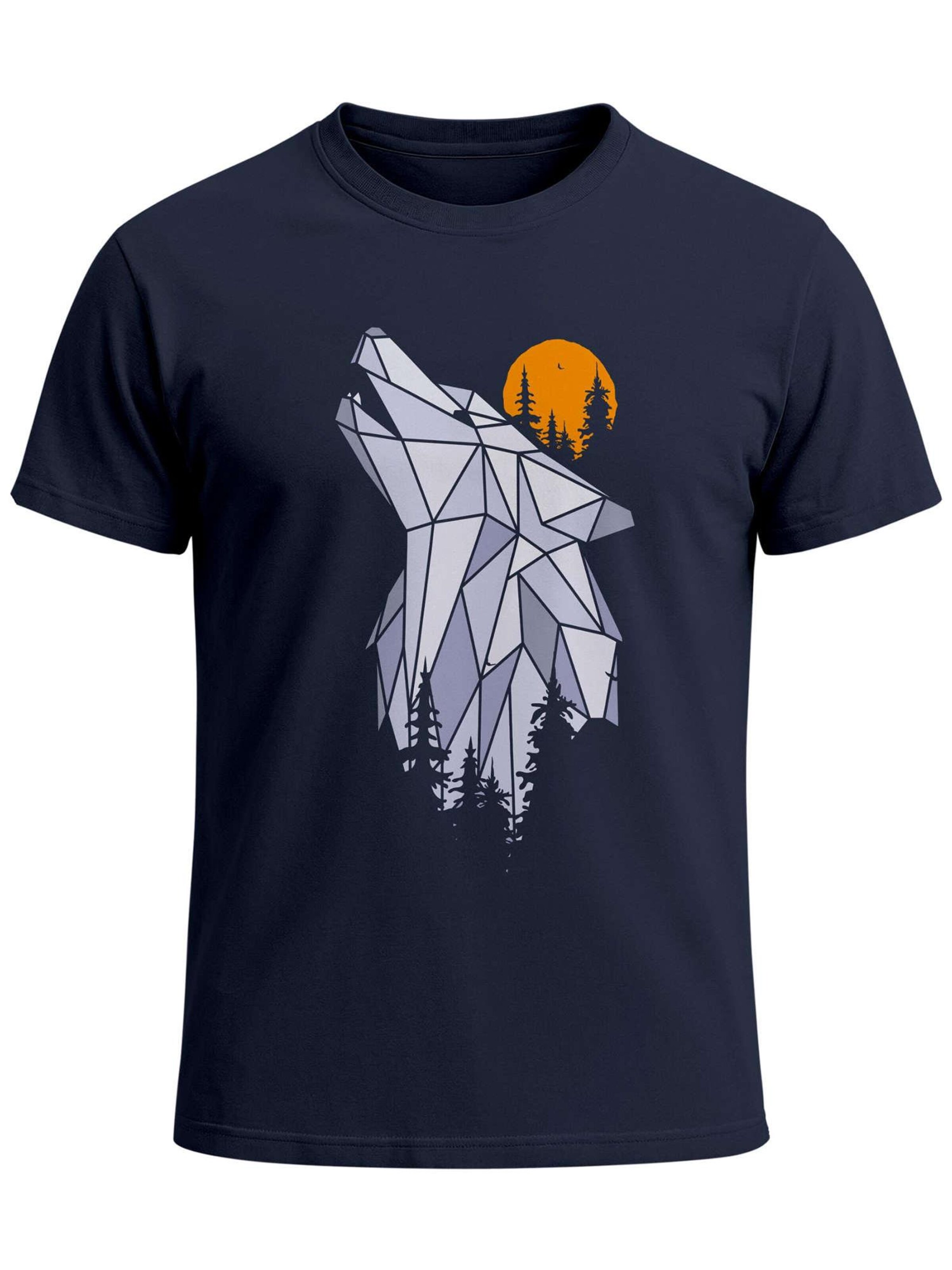 Neverless Shirt 'Polygon Wolf' in Blue: front