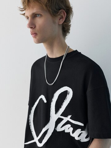 Pull&Bear Tričko 'STWD' – černá