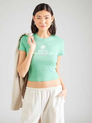 ROXY T-shirt 'BEACH LOVE' i grön: framsida