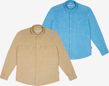 Coupe regular Chemise ' Dynasty Cord ' Checker en beige : devant