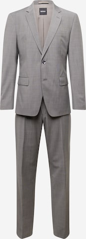 BOSS Black Slimfit Kostym 'Huge' i grå: framsida