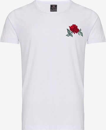 Redbridge T-Shirt 'San José' mit gestickter Rose in Weiß: front