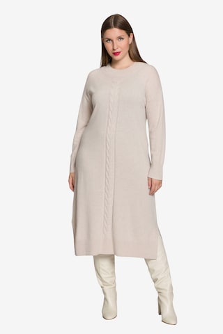 Ulla Popken Knitted dress in Beige: front