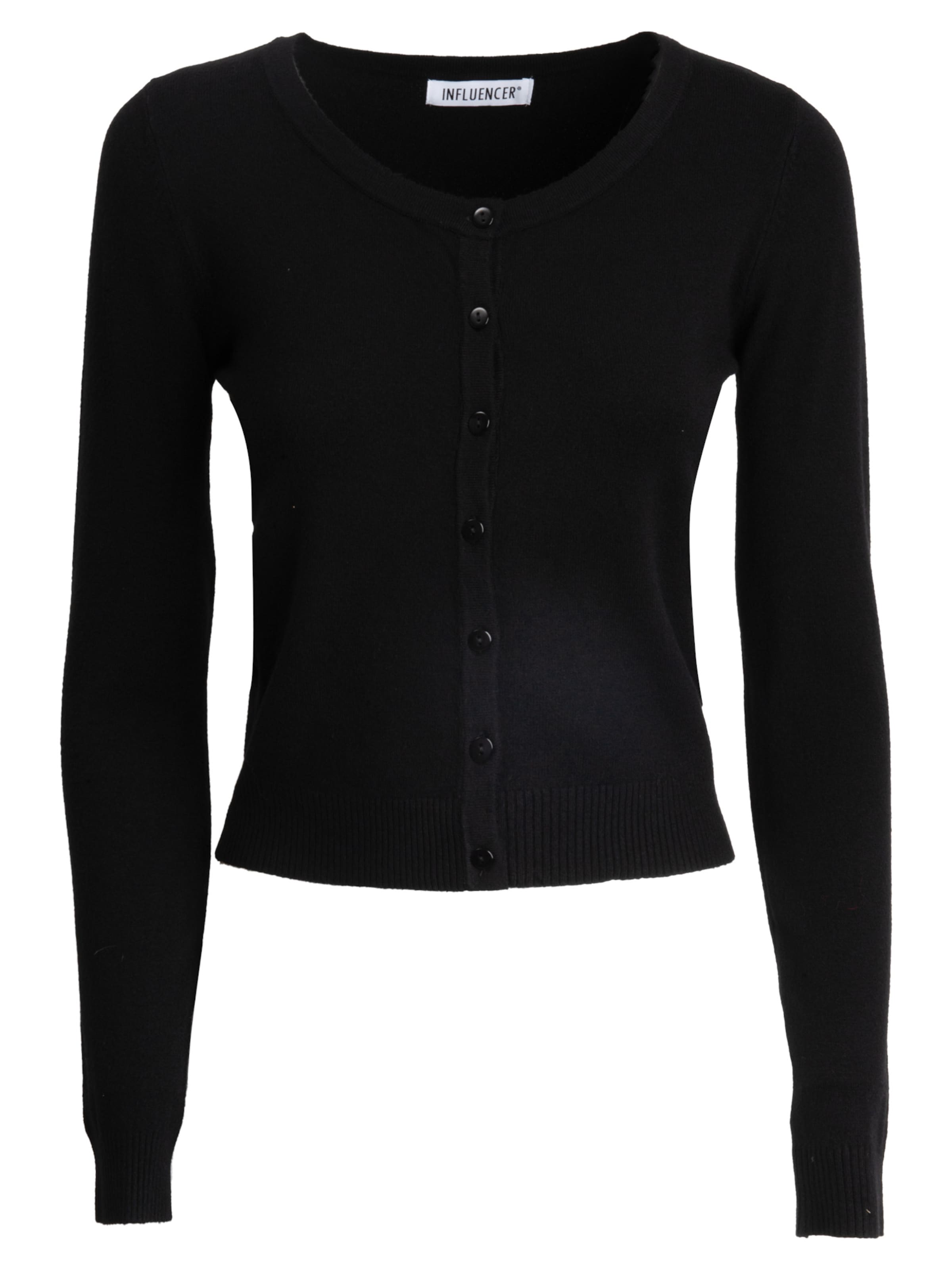 Influencer Knit Cardigan in Black: front