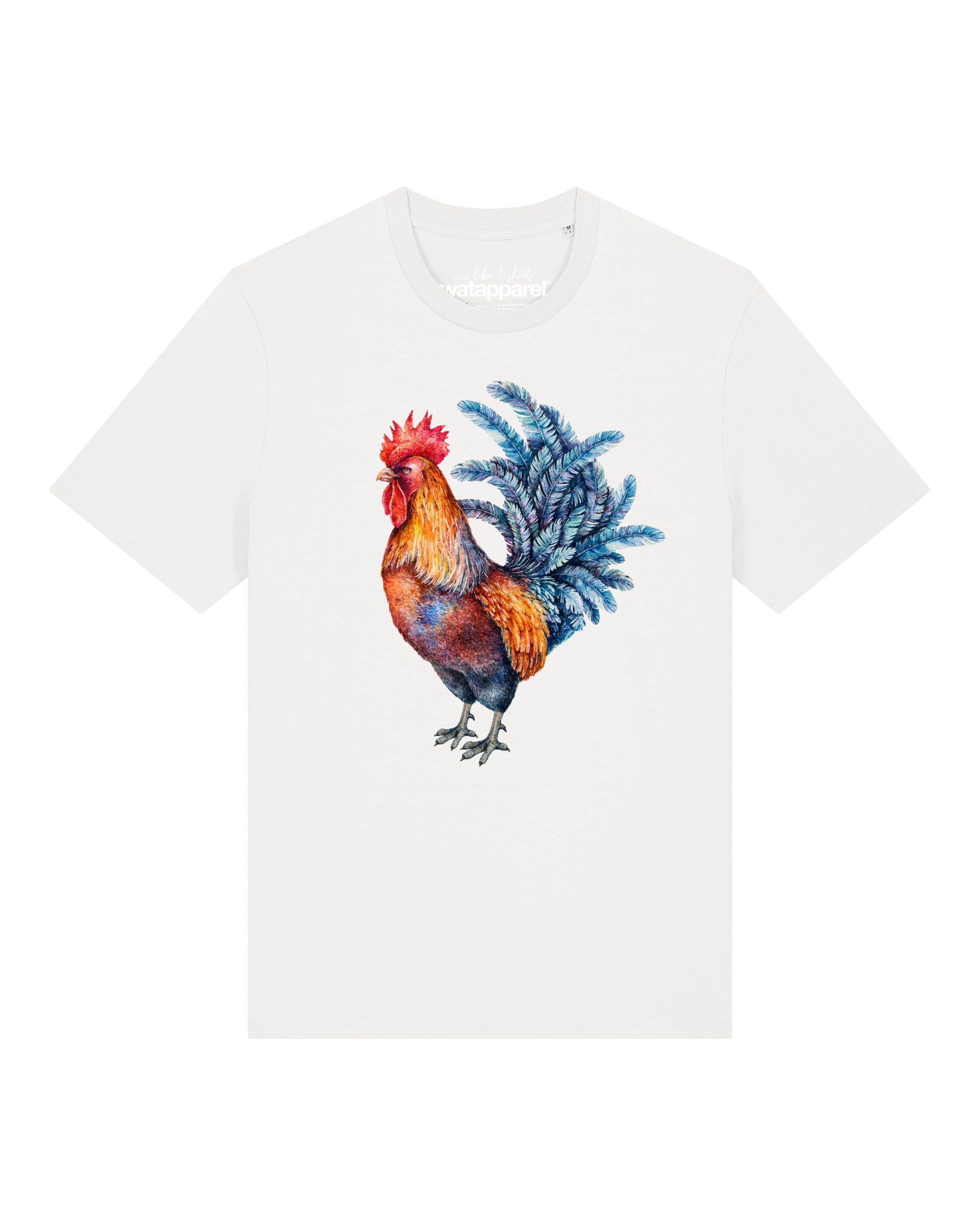Maglietta 'Grimmiger Gockel' di Watapparel in bianco: frontale
