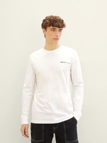 T-Shirt TOM TAILOR DENIM en blanc : devant