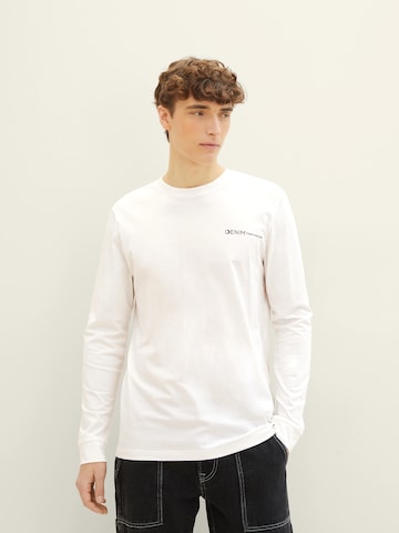 T-Shirt TOM TAILOR DENIM en blanc : devant