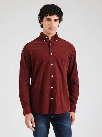 Matinique Regular fit Button Up Shirt 'Klampo' in Brown: front