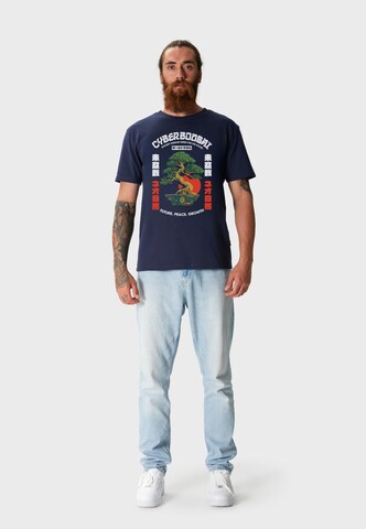 Oldskull T-Shirt 'Asian Bonsai Future Tree Graphic' in Blau