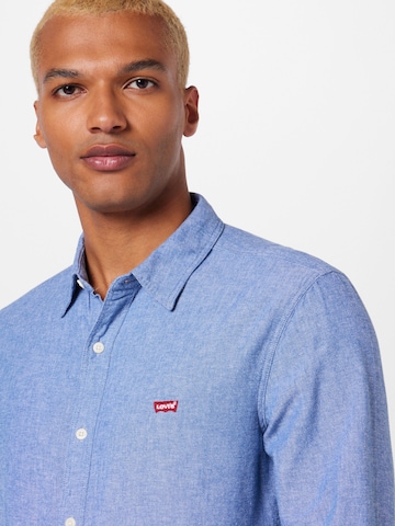 LEVI'S ® Kitsas lõige Triiksärk 'LS Battery HM Shirt Slim', värv sinine