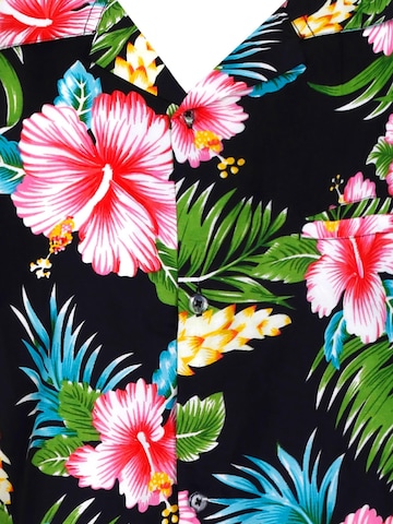 King Kameha Shirt 'Hibiscus New' in Zwart