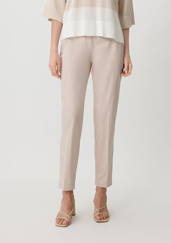 COMMA Slim fit Pleated Pants in Beige: front