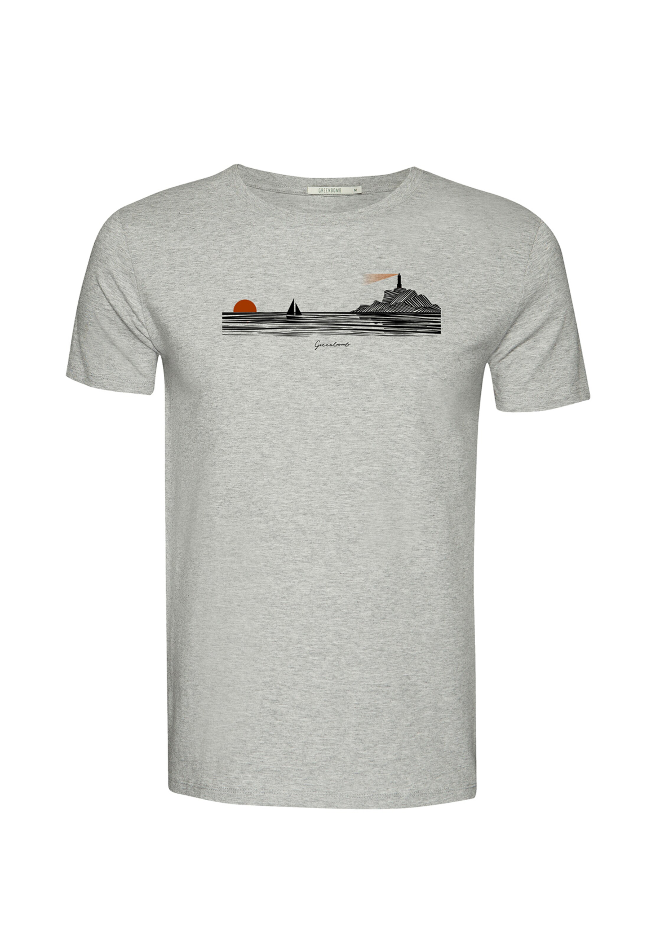 GREENBOMB Shirt 'Nature Evening Glow' in Grijs: voorkant