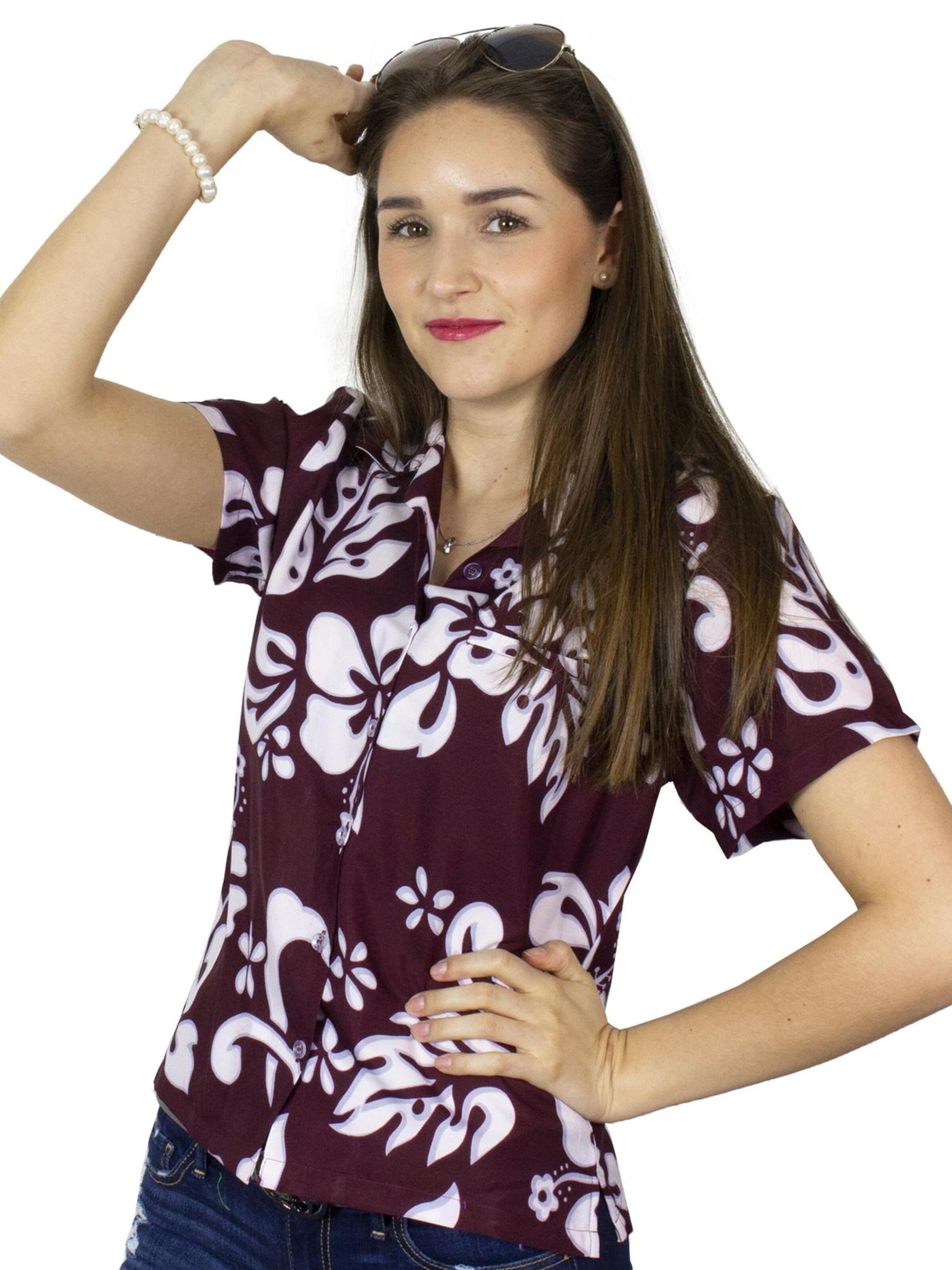 King Kameha Blouse 'Hibiscus' in Red