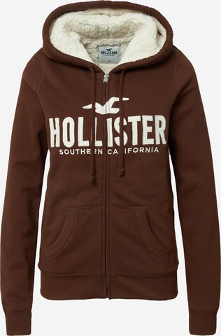 HOLLISTER Sweat jacket in Brown: front