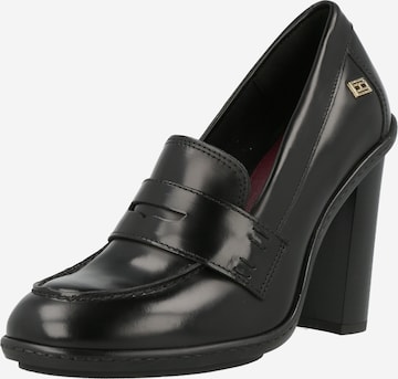 TOMMY HILFIGER - Sapatos com cunha frontal em preto: frente