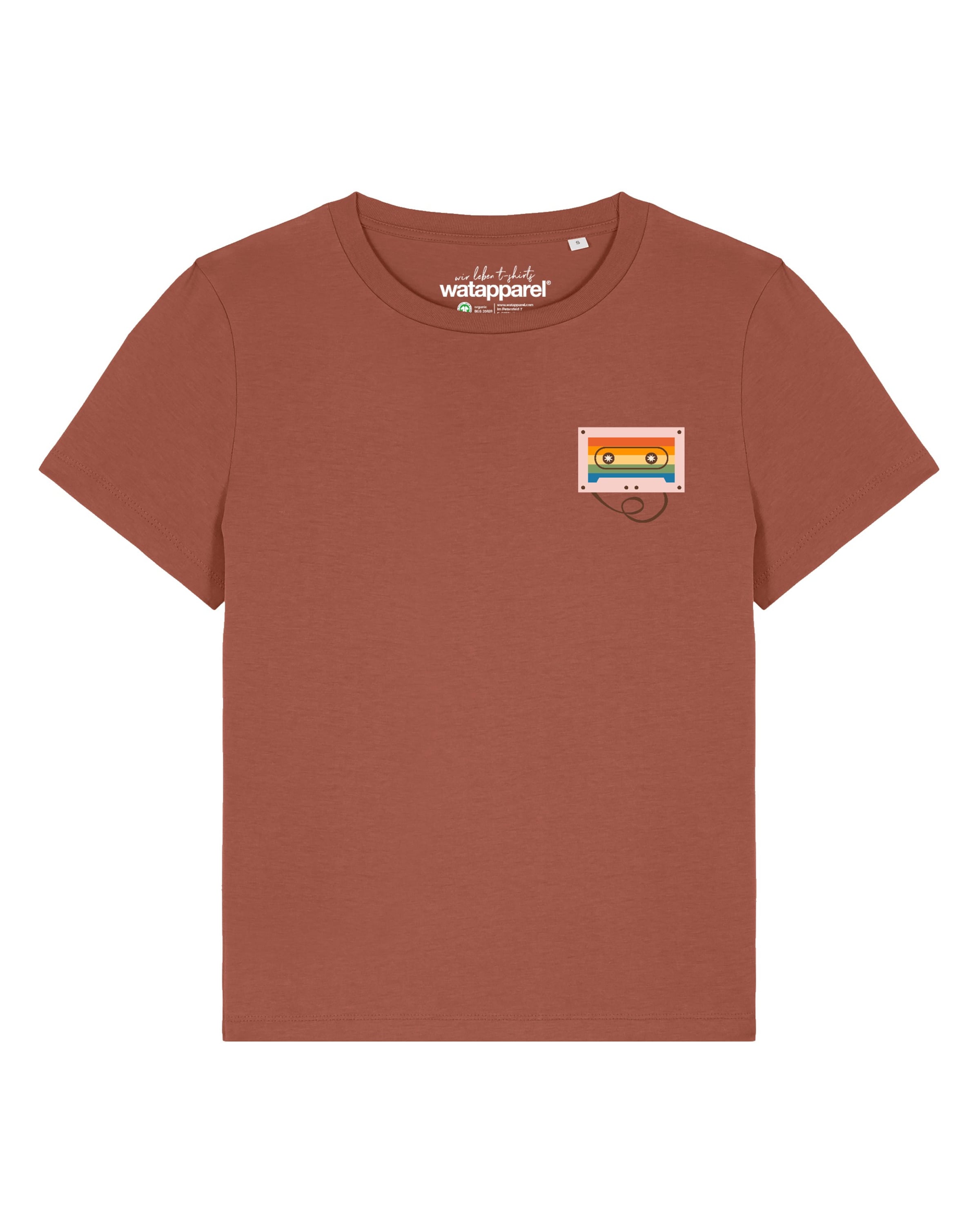Maglietta 'Rainbow Cassette' in XXL Watapparel di colore rosso ruggine, Visualizzazione prodotti