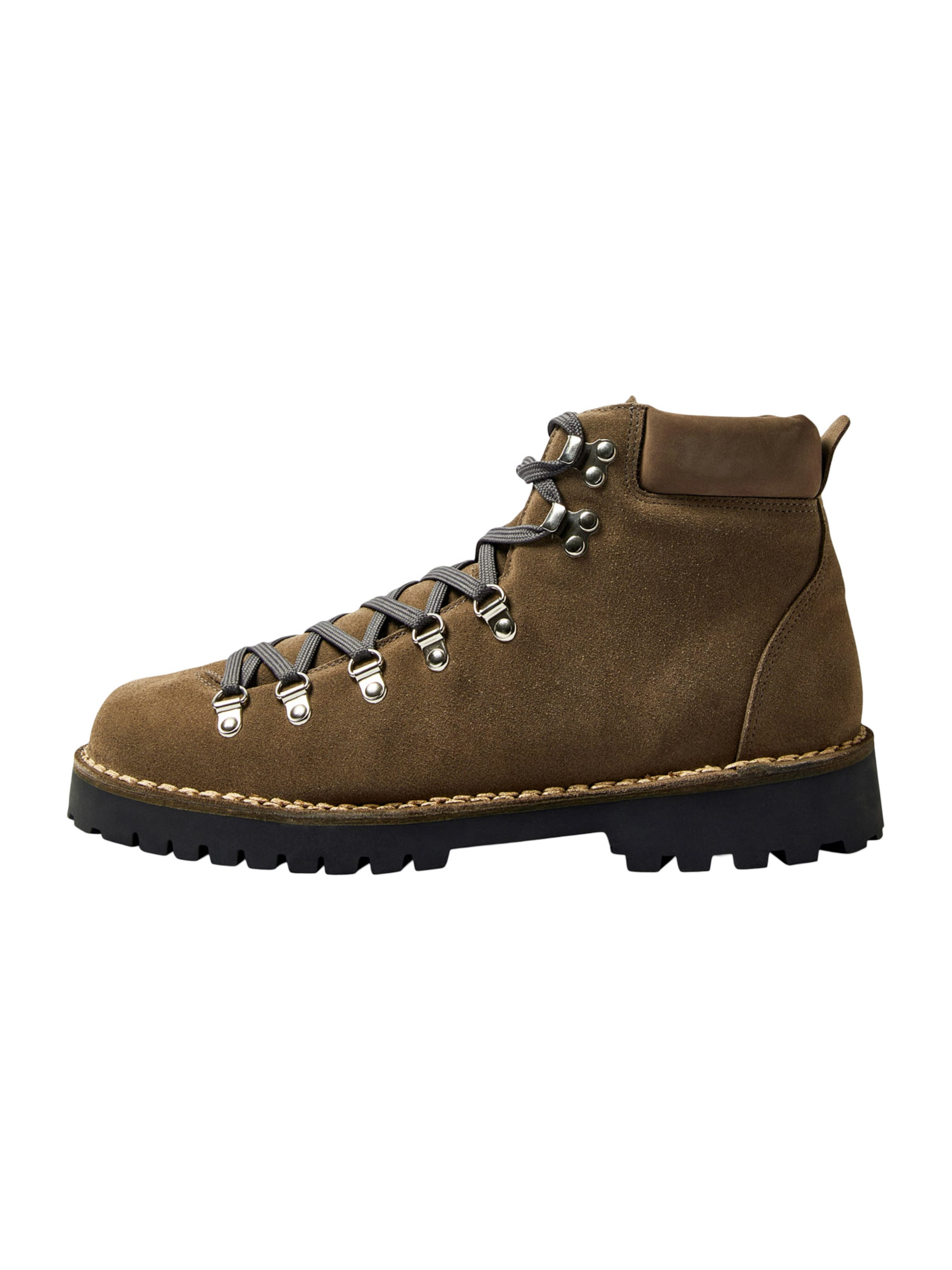 SELECTED Veterboots 'SLHALFRED' in Bruin: voorkant