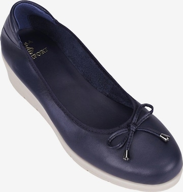 Desa Ballerina 'DESA Damen DesaComfort Ballerinas aus Leder mit Keilabsatz und Schleifendetail' in Blau: Vorderseite