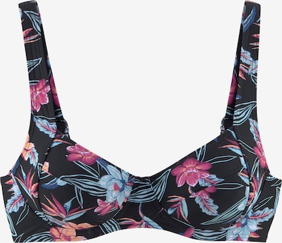 Bikinio viršutinė dalis iš KangaROOS, spalva – šviesiai mėlyna / persikų spalva / fuksijų spalva / juoda, Prekių apžvalga