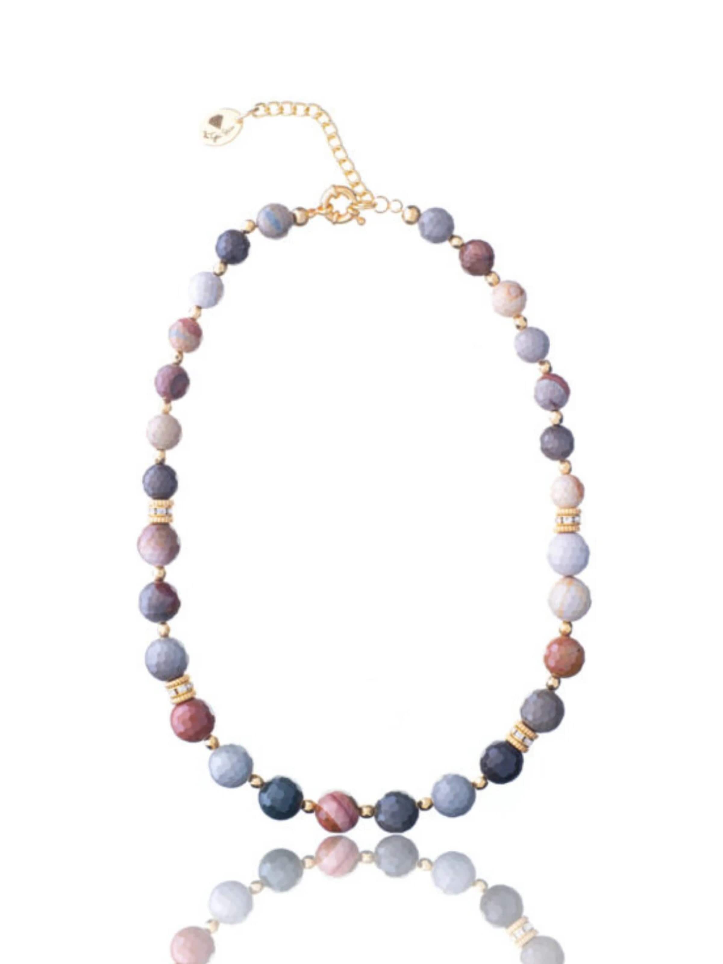 THE GEM STORIES JEWELRY Halsband 'Mookaite Jasper Necklace' i blandade färger: framsida