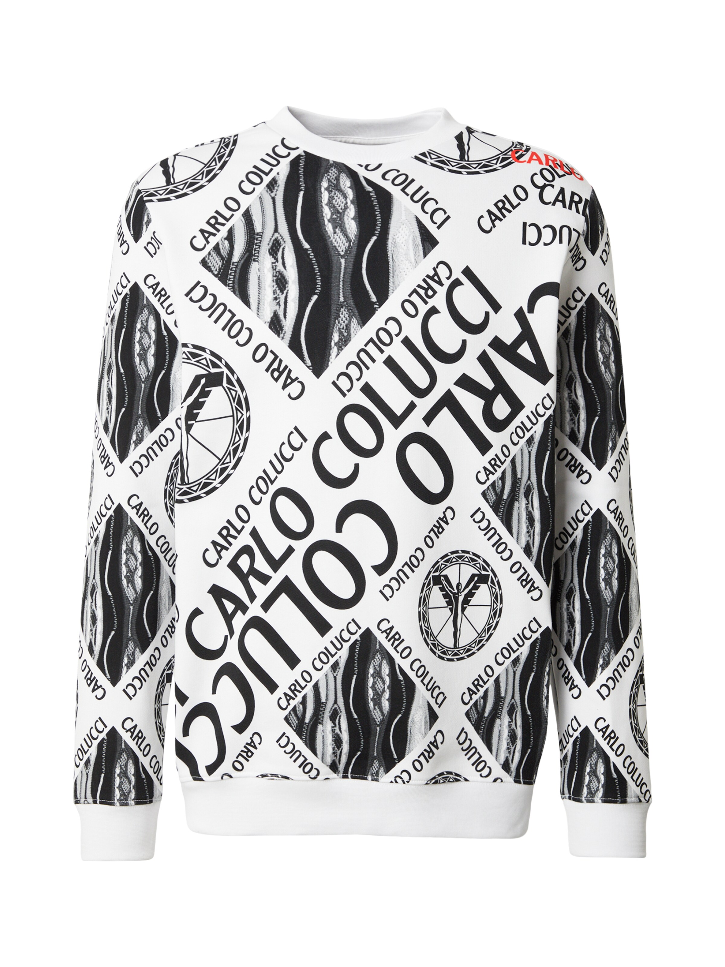 Carlo Colucci Sweat-shirt en gris foncé / rouge / noir / blanc, Vue avec produit