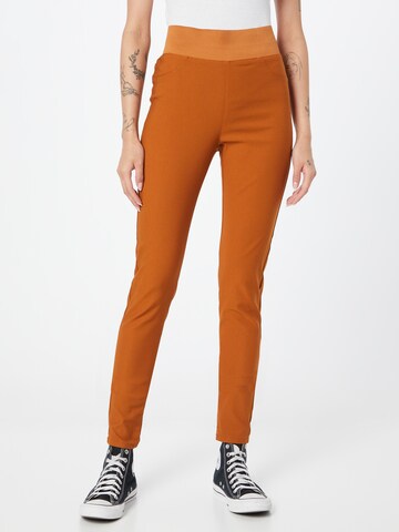 Skinny Pantalon 'SHANTAL' Freequent en marron : devant