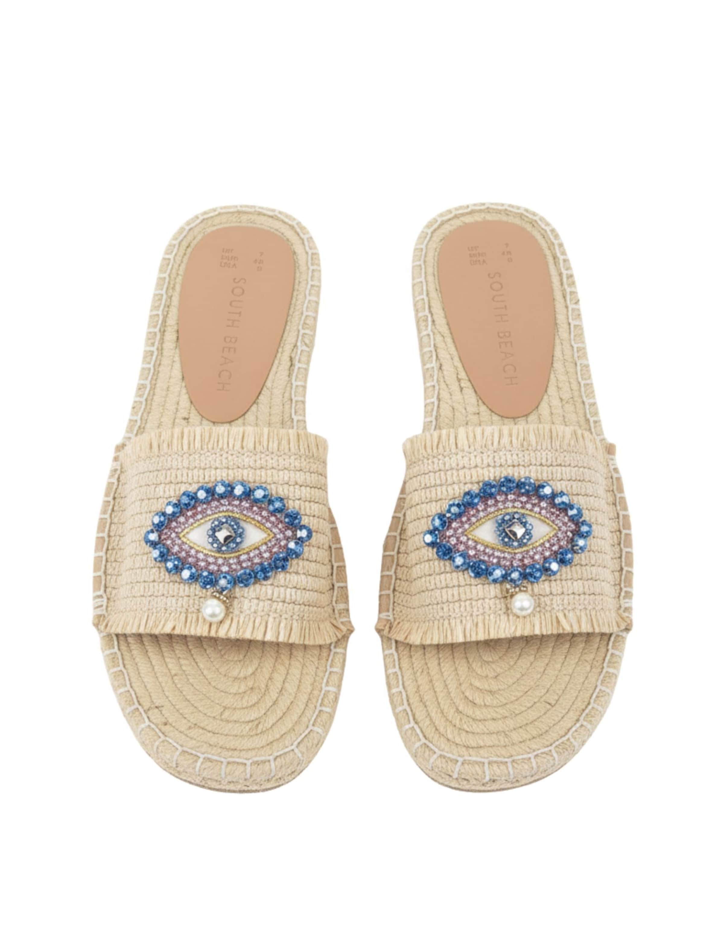 Mule 'Evil Eye' South Beach en beige