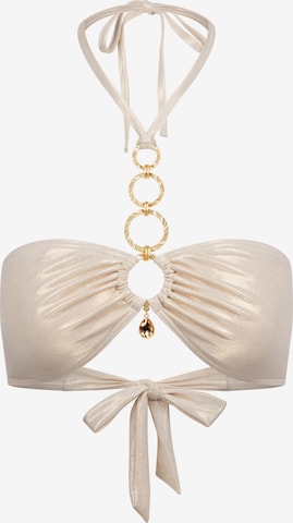 Fascia Top per bikini 'Kos Pendant Hoop Halter Bandeau' di Moda Minx in beige: frontale