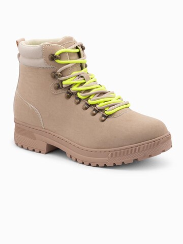 Ombre Lace-up boots in Beige