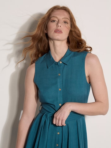 Apricot Linen Blend Shirt Mini Dress ' ' in Blau