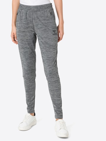 Hummel Slim fit Workout Pants 'Selby' in Grey: front