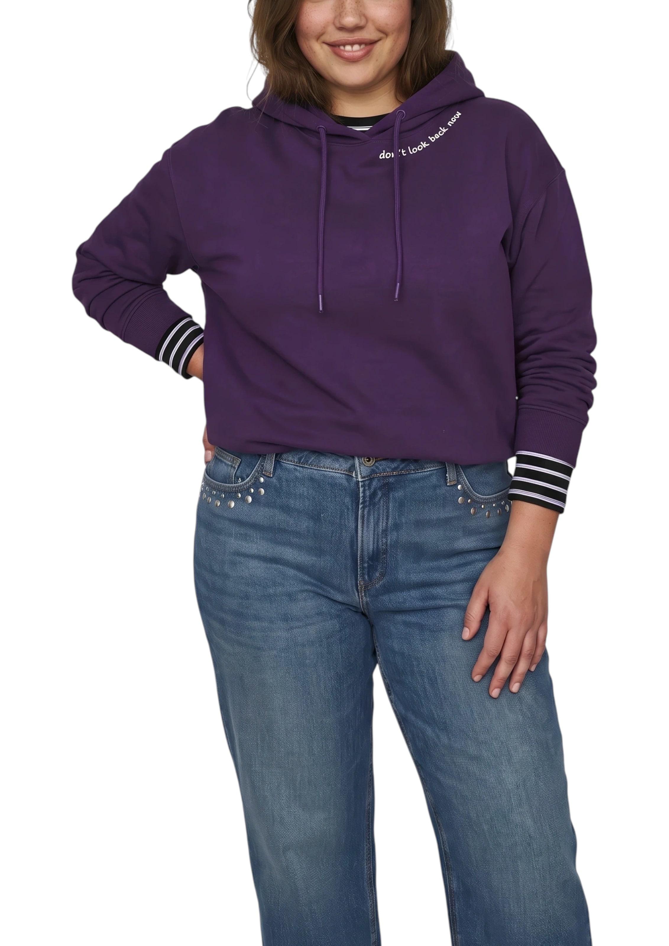 Sweat-shirt QS en violet : devant