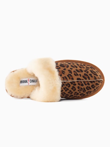 Minnetonka Mules 'Leopard' in Brown