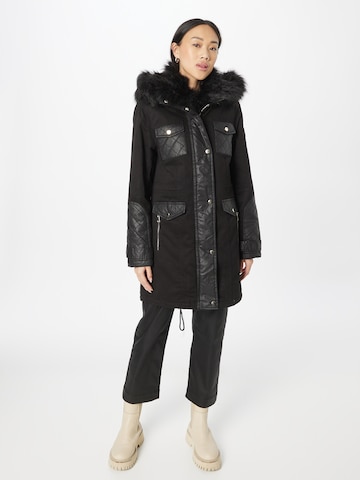 River Island Winter Parka in Black: front