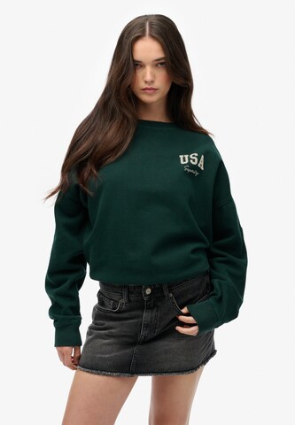 Sweat-shirt 'Athletic Essentials' Superdry en vert : devant